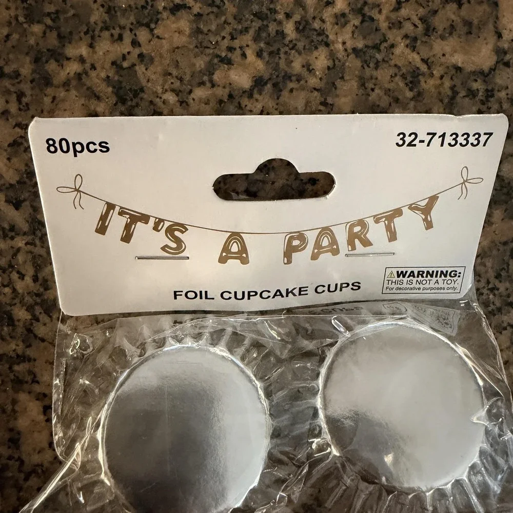 It's A Party Foil Mini Cupcake Cups 3 Packs of 80pcs Each Silver Liners Baking